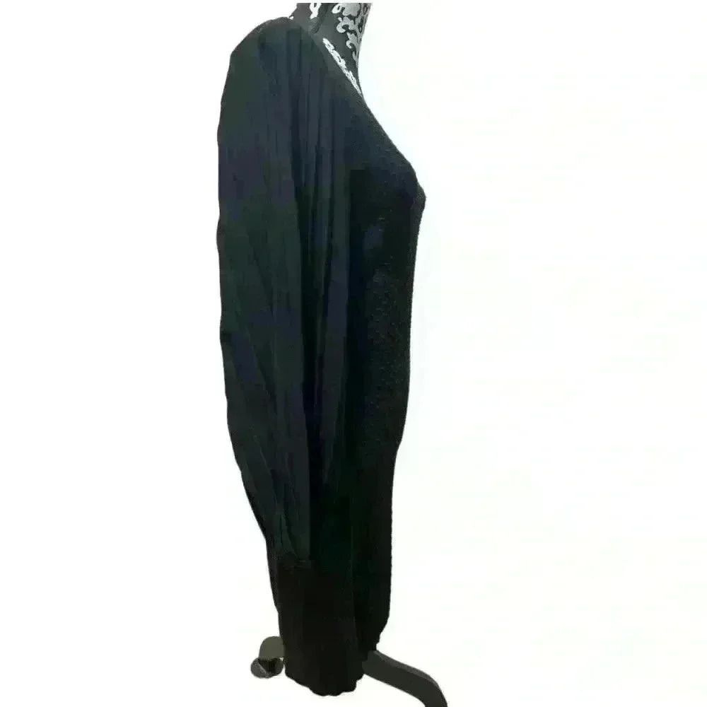 WHBM Black Pleated Drama Sleeve Sweater Dress Size S NWT - Picture 3 of 10
